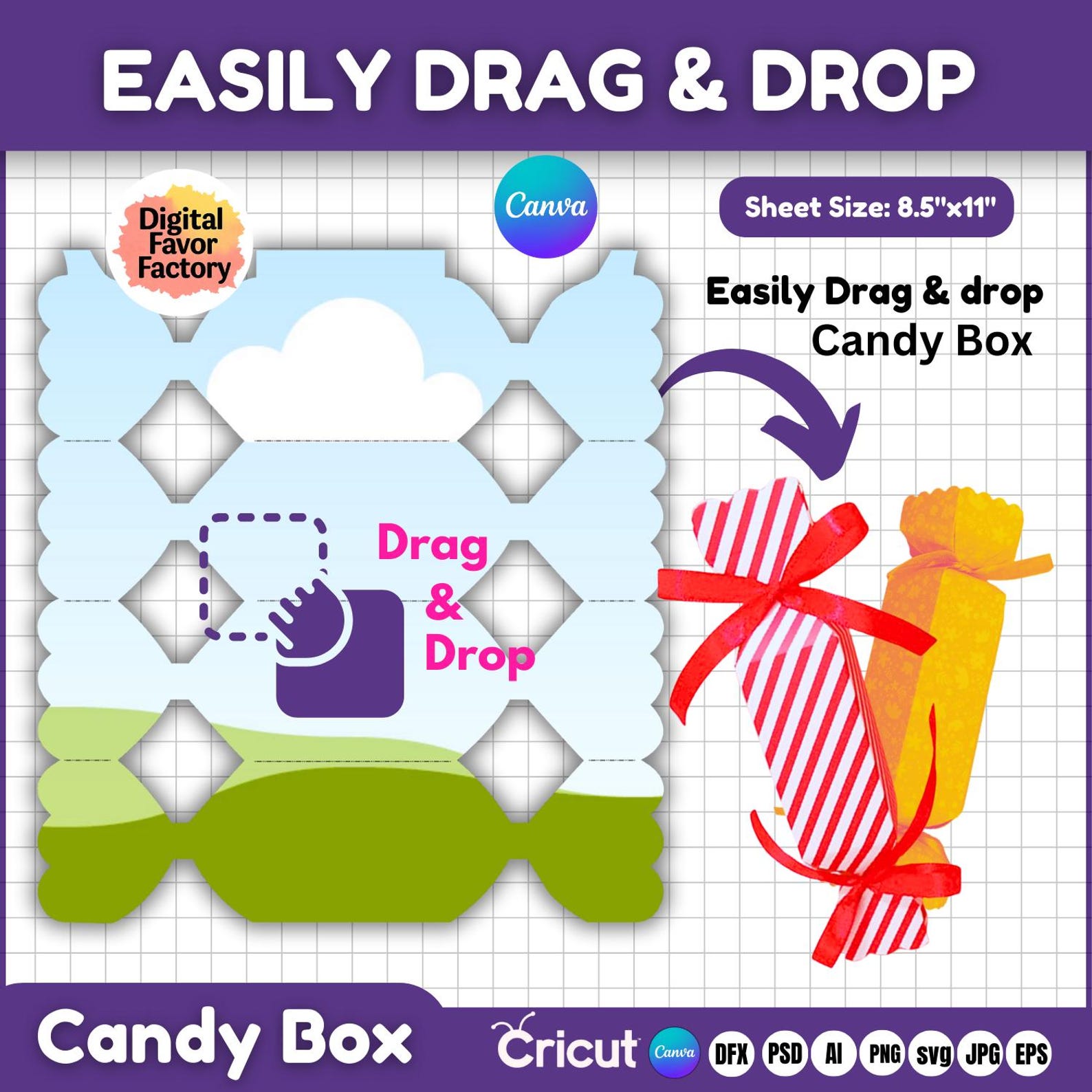 Candy Box Template, Candy Shaped Box, Gift Box, Candy Gift Box Template ...