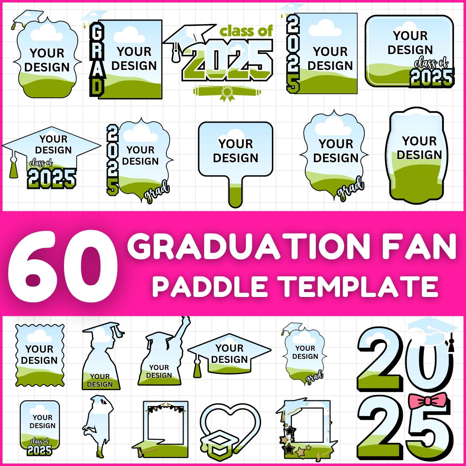 2026 Graduation Paddle Fan Template Bundle, 2026 Grad Fans Template ...