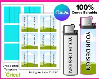 Editable Lighter Label Template, Canva, SVG (1x2.8 inch)