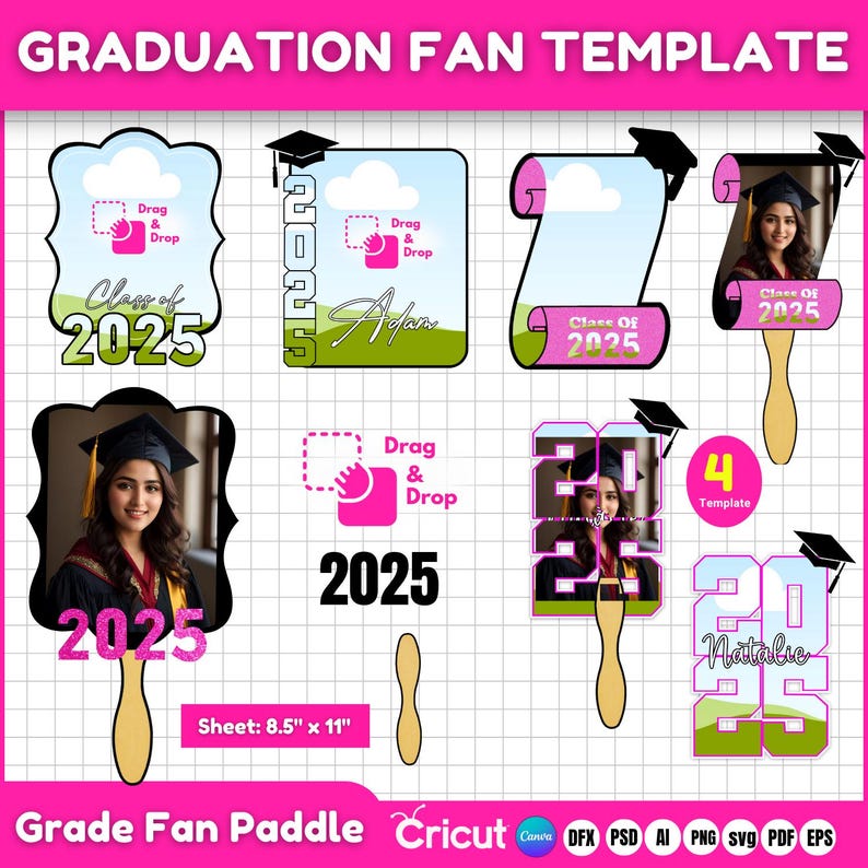 2026 Graduation Paddle Fan Template Bundle, 2026 Grad Fans Template ...