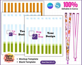 Lanyard Sublimation Template, Mockup SVG Canva (Digital Download)