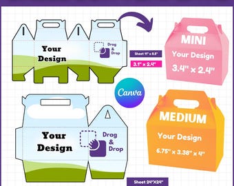Giebel Box Vorlage Bundle, Giebel Box Vorlage, Giebel Box Bundle, DIY Box Vorlage, Geschenkbox svg, Partygeschenke, Giebel Box Etikettenvorlage