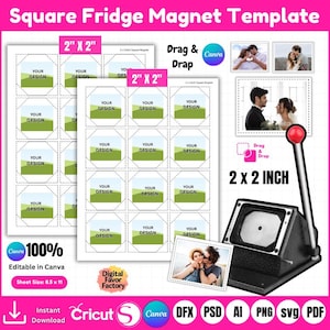 2 x 2 Zoll quadratische Kühlschrankmagnet Vorlagen Bundle, Foto Magnet Vorlage, Magnet Maker Vorlage, Magnet Maschine Vorlage, Leere Magnet Vorlage