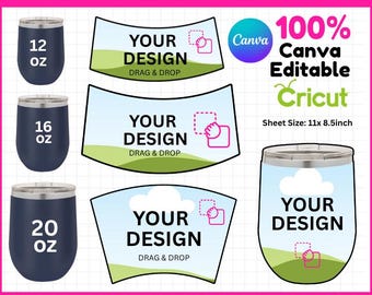 12-16-20 Oz Wine Tumbler Template Bundle, Wine Tumbler Sublimation Template, Wine Tumbler Wrapper Template, Wine Mug Template, Full Wrap svg