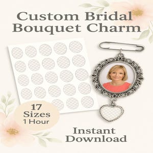 Custom Bridal Bouquet Charm, Flower Bouquet Photo Charm, Memory Remembrance Pin, Wedding Memorial Keepsake, oval Wedding Memorial Gifts