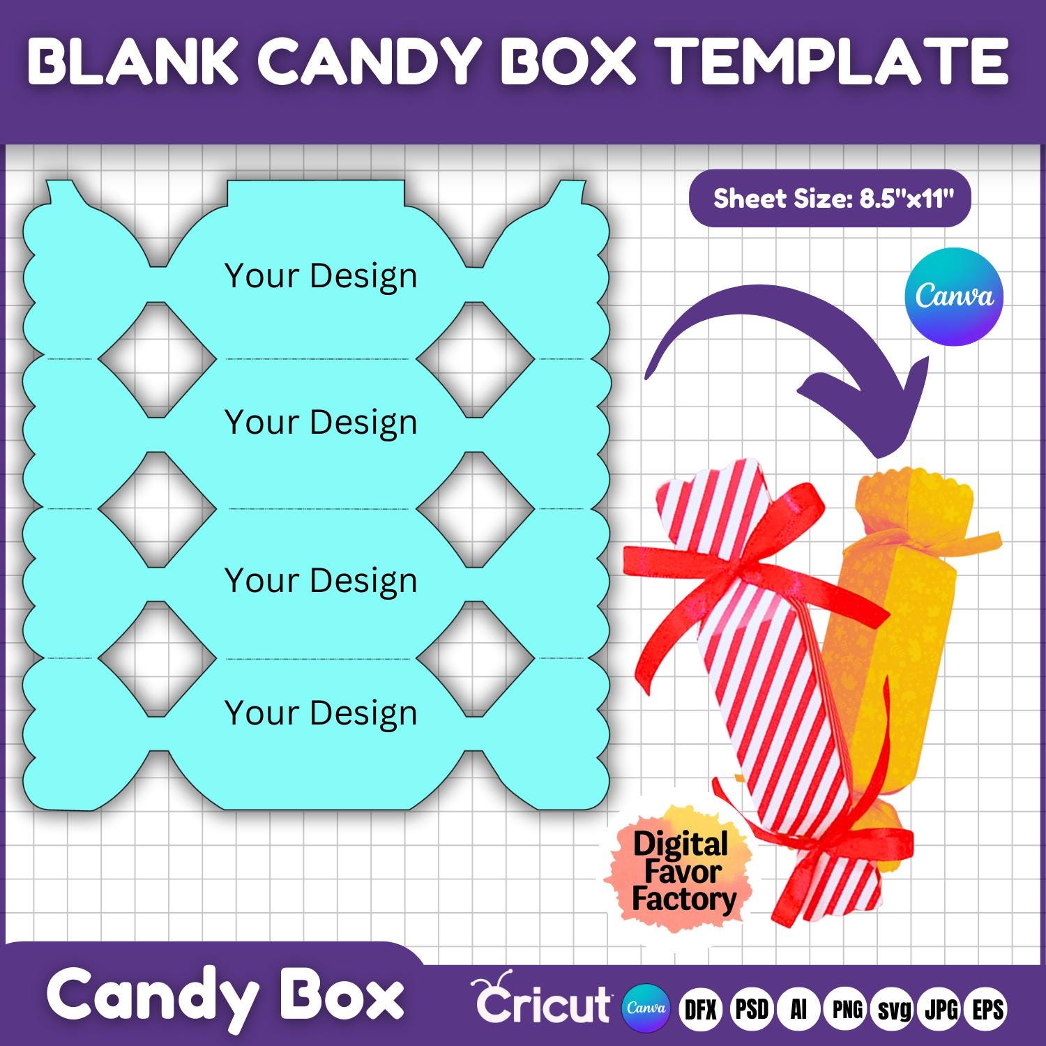 Candy Box Template, Candy Shaped Box, Gift Box, Candy Gift Box Template ...