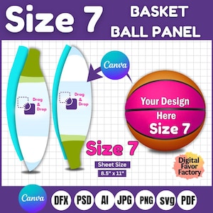 Size 7 Basketball Panel Template Svg, Blank Basketball Panel Template, Photo Basketall, Canva Template, Custom Basketball Panel Template