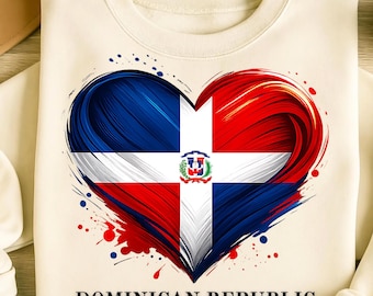 Dominican Heart Png, Sublimation Designs, Dominican Flag Png, Dominican Tshirt, Dominican Republic Png, T-Shirt Design, Digital Download DTF