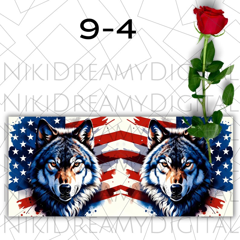 USA Mug Wrap PNG, Wolf Mug Wrap, 11 oz & 15 oz Coffee Mug Wrap, Patriotic Mug Wrap, Coffee Cup Sublimation Designs, Instant Digital Download