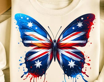 Australia Flag Butterfly Png, Sublimation Designs, Butterfly Shirt, Australia Png, Trending Png, T-Shirt Design, Digital Download PNG