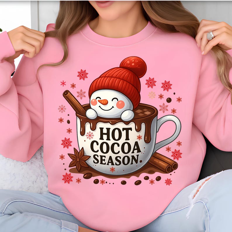 Hot Cocoa PNG T-Shirt Design Snowman Png Snowflake Png Christmas Png Sublimation Designs Christmas Shirt Png Coffee Png Digital Download DTF