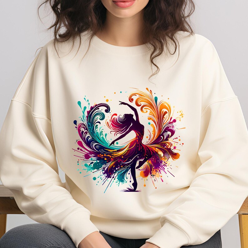 Ballerina PNG T-Shirt Design Dancing Girl Png Sublimation Designs Colorful Png Dancer Png Dance Shirt Png Dance Png Digital Download PNG DTF