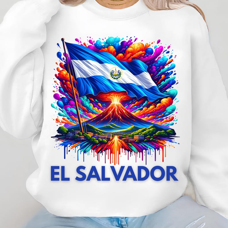 El Salvador Flag Png Sublimation Designs, Flag Png, Volcano Png, El Salvador Shirt, T-Shirt Design, Trending Png, Digital Download PNG