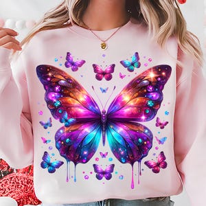 Butterfly PNG, Sublimation Designs, Blue Purple Butterfly T-Shirt, T-Shirt Design, Butterfly Shirt, Instant Digital Download PNG