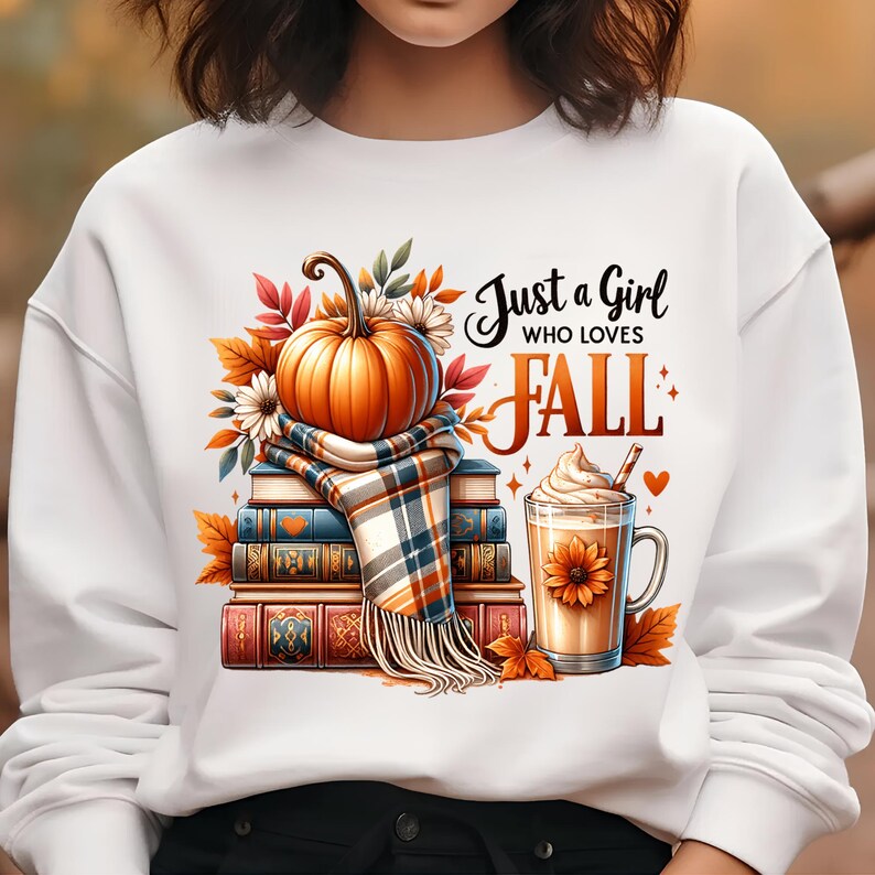 Just a Girl Who Loves Fall PNG, Sublimation Designs, Fall Shirt Png, Fall T-Shirt Design, Bestseller Png, Pumpkin Png, Digital Download PNG