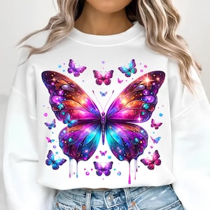 Butterfly PNG, Sublimation Designs, Blue Purple Butterfly T-Shirt, T-Shirt Design, Butterfly Shirt, Instant Digital Download PNG