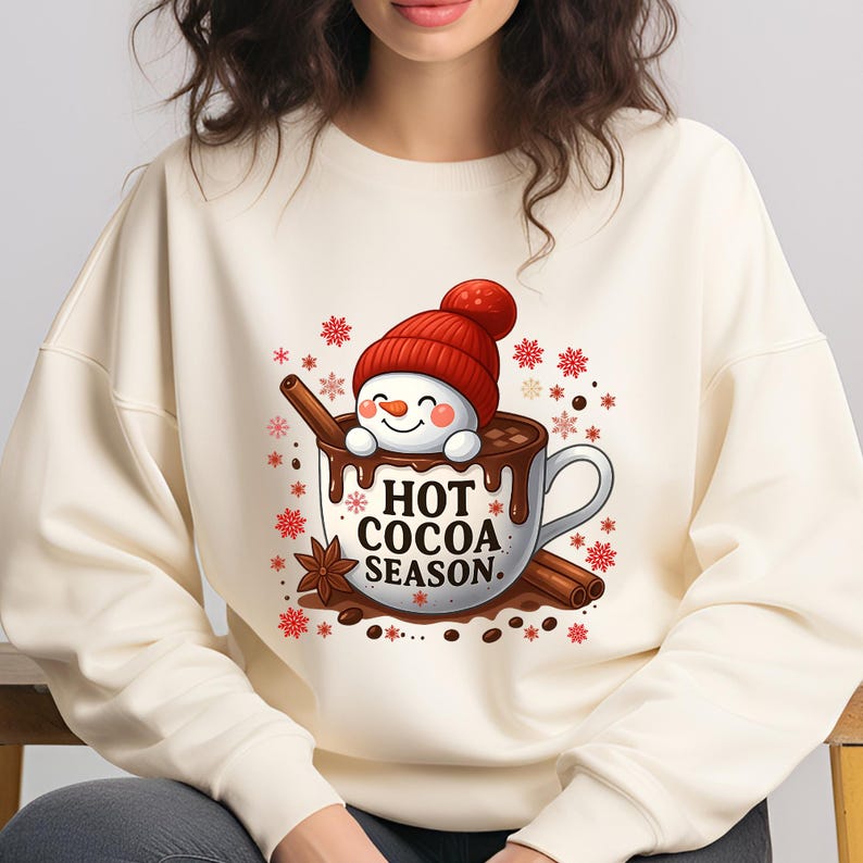Hot Cocoa PNG T-Shirt Design Snowman Png Snowflake Png Christmas Png Sublimation Designs Christmas Shirt Png Coffee Png Digital Download DTF