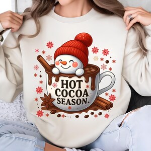 Hot Cocoa PNG T-Shirt Design Snowman Png Snowflake Png Christmas Png Sublimation Designs Christmas Shirt Png Coffee Png Digital Download DTF