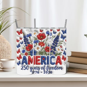 America 250 Anniversary Tumbler Wrap PNG, USA Tumbler Wrap, Patriotic Floral Tumbler Wrap,20 Oz Tumbler Wrap, Inflated Wrap Digital Download