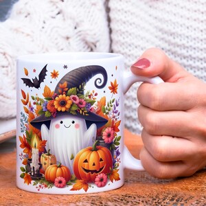 Cute Spooky Season Mug Wrap, 11 oz & 15 oz Halloween Coffee Mug Template, Fall Vibes Png, Pumpkin Mug Sublimation Designs, Digital Download