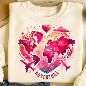 Adventure Png, Sublimation Designs, Plane Png, Globe Png, Digital Design, Vacation Png, Trending Png, T-Shirt Design, Digital Download PNG