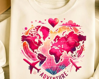 Adventure Png, Sublimation Designs, Plane Png, Globe Png, Digital Design, Vacation Png, Trending Png, T-Shirt Design, Digital Download PNG