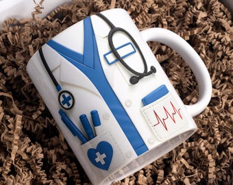 Medical Appreciation Mug Wrap, 11 oz & 15 oz Coffee Mug Wrap, 3D Doctor Mug Wrap, Coffee Cup Sublimation Designs, Digital Download PNG