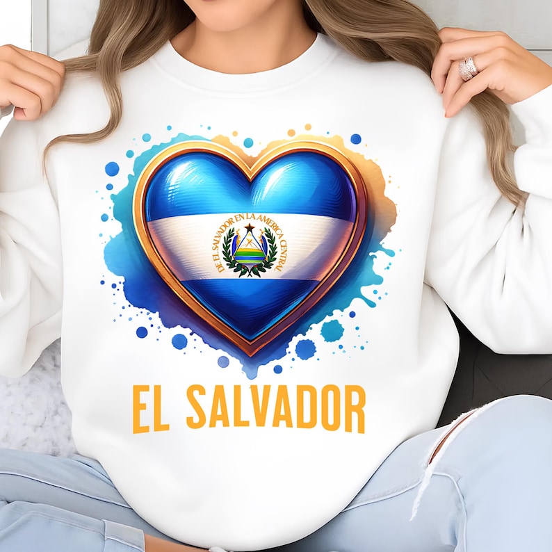 El Salvador PNG, Sublimation Designs, El Salvador Flag Png, Heart Png, El Salvador Shirt, T-Shirt Png, Trending Png, Digital Download DTF