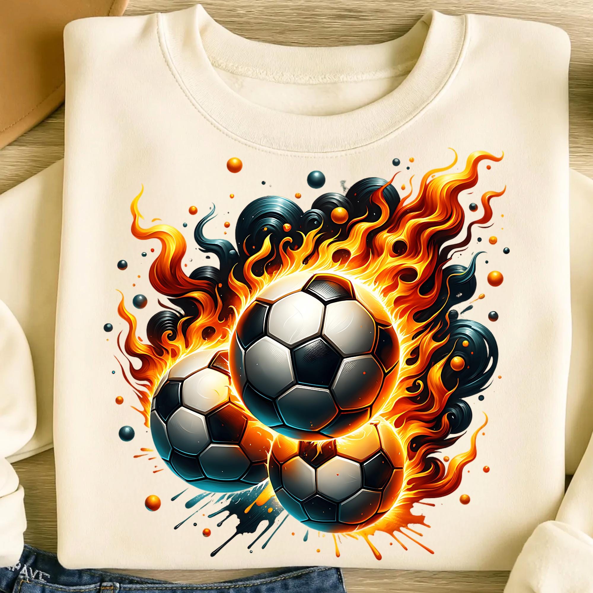 Flaming Soccer Ball T Shirt - Etsy