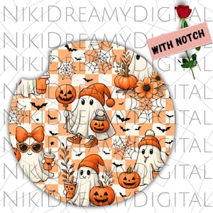 Spooky Ghost Car Coaster PNG, Car Cup Coasters, Halloween Pumpkin Car Coasters, Car Coaster Template, Sublimation Designs, Digital Download