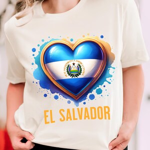 El Salvador PNG, Sublimation Designs, El Salvador Flag Png, Heart Png, El Salvador Shirt, T-Shirt Png, Trending Png, Digital Download DTF