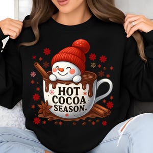Hot Cocoa PNG T-Shirt Design Snowman Png Snowflake Png Christmas Png Sublimation Designs Christmas Shirt Png Coffee Png Digital Download DTF