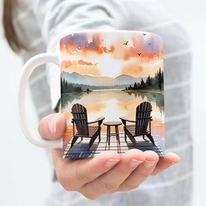 Lake Life Mug Wrap PNG, 11 oz & 15 oz Coffee Mug Wrap, Sunset Mug Wrap, Coffee Cup Sublimation Designs, River Mug Wrap, Digital Download PNG