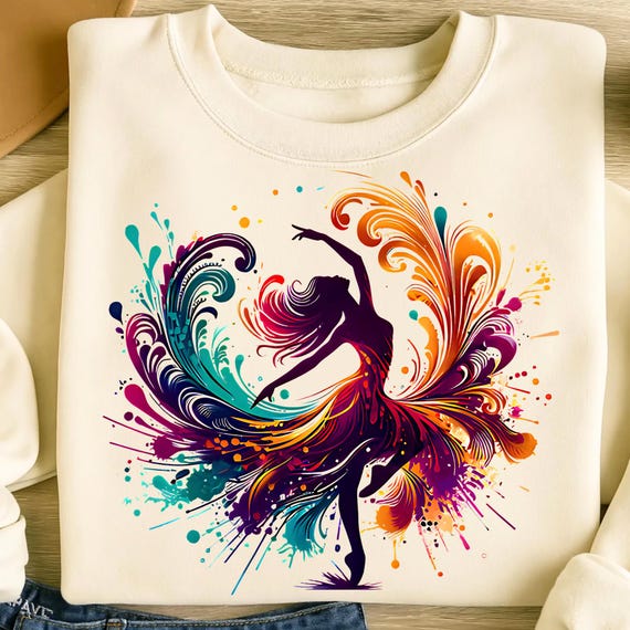 Ballerina PNG T-Shirt Design Dancing Girl Png Sublimation Designs Colorful Png Dancer Png Dance Shirt Png Dance Png Digital Download PNG DTF