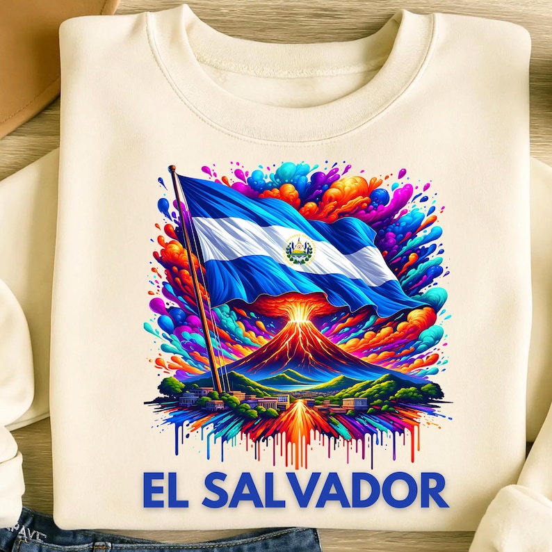 El Salvador Flag Png Sublimation Designs, Flag Png, Volcano Png, El Salvador Shirt, T-Shirt Design, Trending Png, Digital Download PNG
