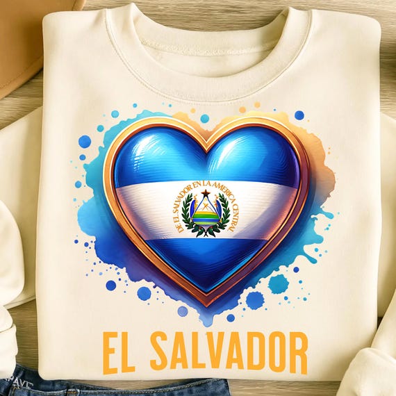 El Salvador PNG, Sublimation Designs, El Salvador Flag Png, Heart Png, El Salvador Shirt, T-Shirt Png, Trending Png, Digital Download DTF