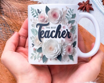 The Best Teacher Mok Wrap, 11 oz en 15 Oz Teacher Mok png-sublimatieontwerpen, Teacher Appreciation Mok Wrap, Digitale download