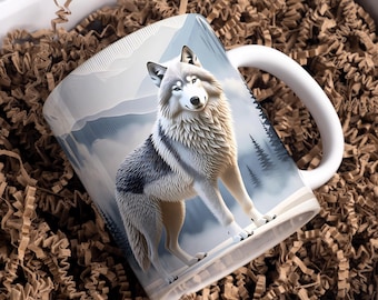 Wolf Mug Wrap, 11 oz & 15 oz Coffee Mug Wrap, Mug Wrap Png, Coffee Mug Png Sublimation Designs, Forest Mug Wrap, Digital Download PNG