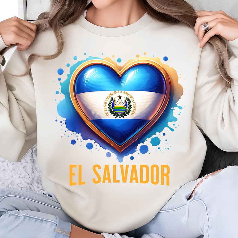 El Salvador PNG, Sublimation Designs, El Salvador Flag Png, Heart Png, El Salvador Shirt, T-Shirt Png, Trending Png, Digital Download DTF