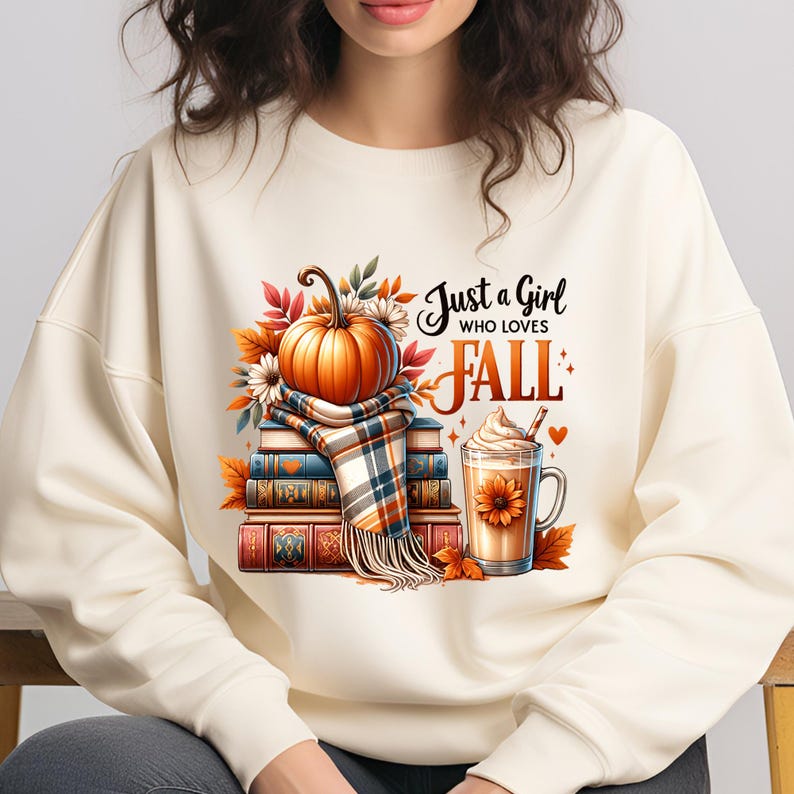Just a Girl Who Loves Fall PNG, Sublimation Designs, Fall Shirt Png, Fall T-Shirt Design, Bestseller Png, Pumpkin Png, Digital Download PNG