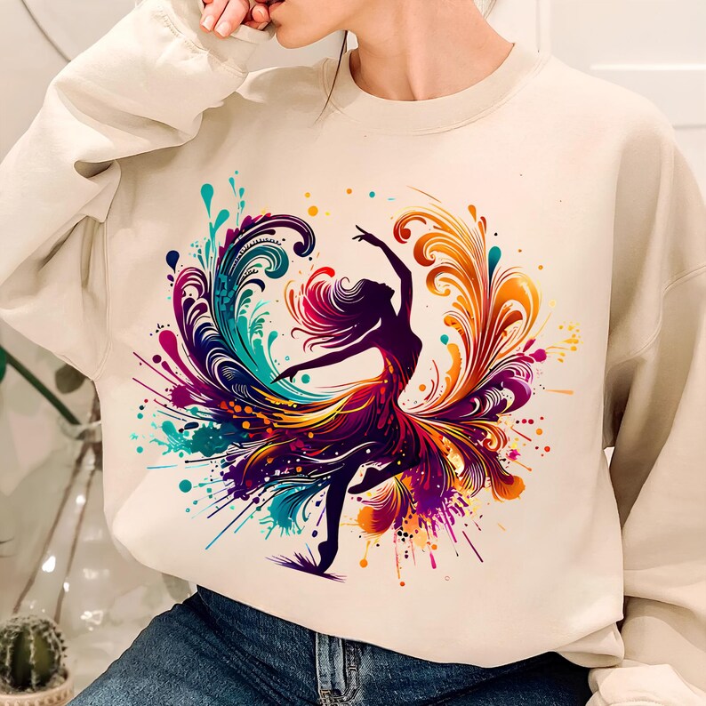 Ballerina PNG T-Shirt Design Dancing Girl Png Sublimation Designs Colorful Png Dancer Png Dance Shirt Png Dance Png Digital Download PNG DTF