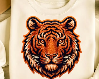 Glitzernder Tiger PNG, T-Shirt-Design, Glitzertiger Png, Tiger-Shirt, Sublimationsentwürfe, Maskottchen Png, Trending Png, digitaler Download DTF