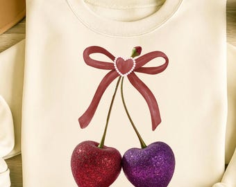 Cherry Png Sublimation Designs, Fruit Png, Girly Png, Trending Png, Heart Png, Cherries Png, T-Shirt Design, Digital Download PNG