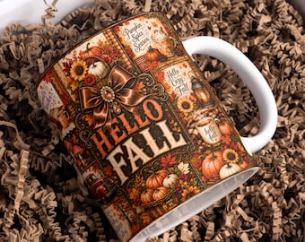 Fall Mug Wrap PNG Autumn Mug Wrap Pumpkin Fall Png 11oz & 15oz Coffee Mug Png Fall Vibes Png Coffee Cup Sublimation Designs Digital Download