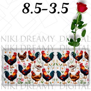 Inflated Chicken Mug Wrap 11 oz & 15 oz Rooster Mug Wrap Coffee Mug Png Sublimation Designs Floral Chicken Mug Wrap Digital Download PNG
