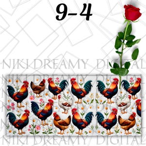 Inflated Chicken Mug Wrap 11 oz & 15 oz Rooster Mug Wrap Coffee Mug Png Sublimation Designs Floral Chicken Mug Wrap Digital Download PNG