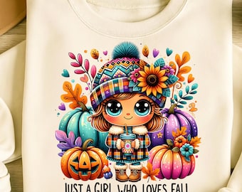 Cozy Fall PNG - 'Just A Girl Who Loves Fall' Design (Digital Download)