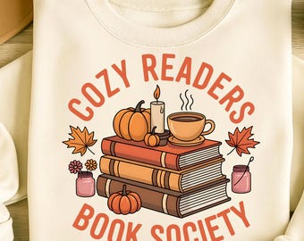 Cozy Readers Book Society Png, Sublimation Designs, Pumpkin Png, Autumn Png, Fall Png, Bookish Png, T-Shirt Design, Digital Download PNG