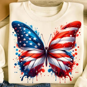 Amerikanische Flagge Schmetterling Png, Sublimations-Designs, USA Png, Schmetterlings-Shirt, Amerika Png, 4. Juli Png, T-Shirt-Design, digitaler Download