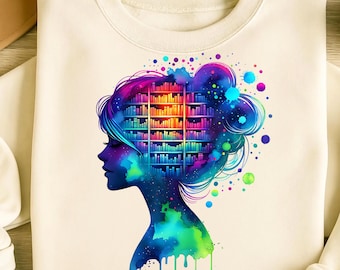Biblioteca PNG, Diseños de sublimación, Chica PNG, Amante de los libros PNG, Tendencias PNG, Lectura PNG, Literario PNG, Diseño de camiseta, Descarga digital PNG DTF